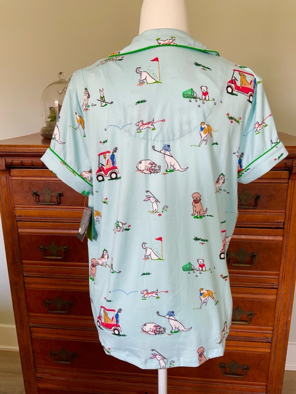 NWT Kate Spade Dog Golf Themed Short Sleeve Shorty Pajama Set Size L Whimsical - Picture 7 of 13